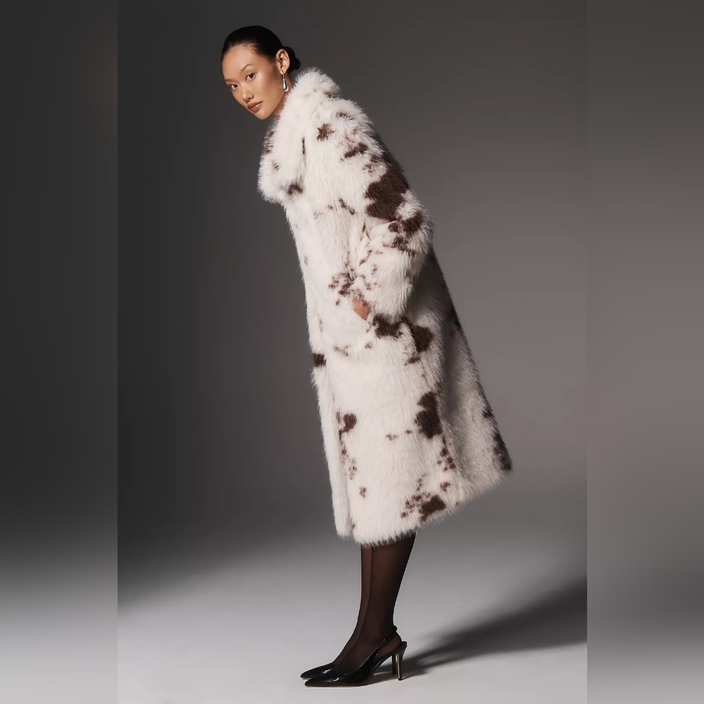 NVLT Faux Fur Coat - White and Brown NWT - Picture 2 of 3